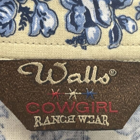 Walls Cowgirl Ranch Wear Women’s Western Snap Shirt Medium Floral Stripe  (flaw) - Picture 9 of 14